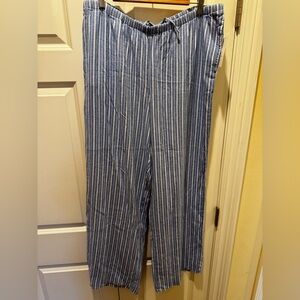 a new day Blue and White Striped Pants linen blend XL Classic Straight-Leg- NWT